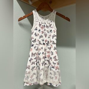 Epic Threads Butterfly Print Dress | White & Pink | Girls Size 6X
